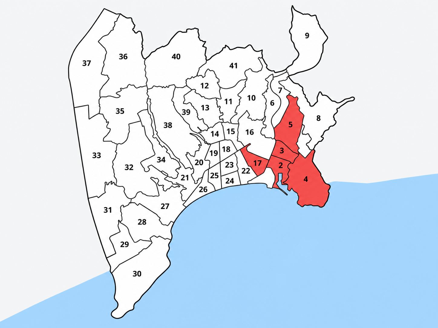 carte des quartiers est de Nice