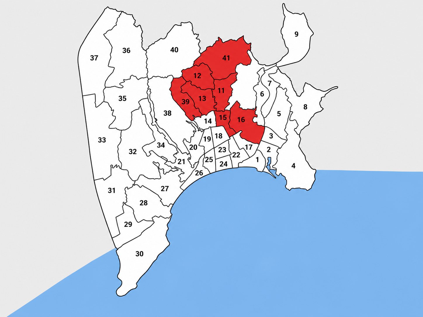 carte des quartiers nord de Nice