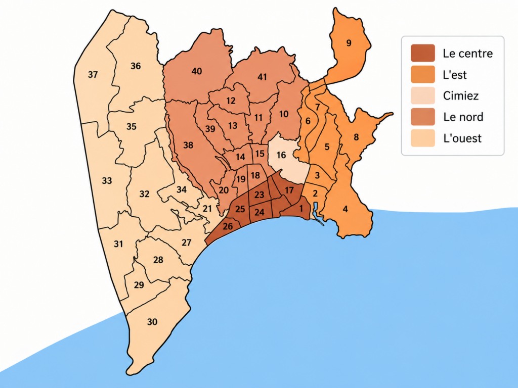Carte des quartiers de Nice